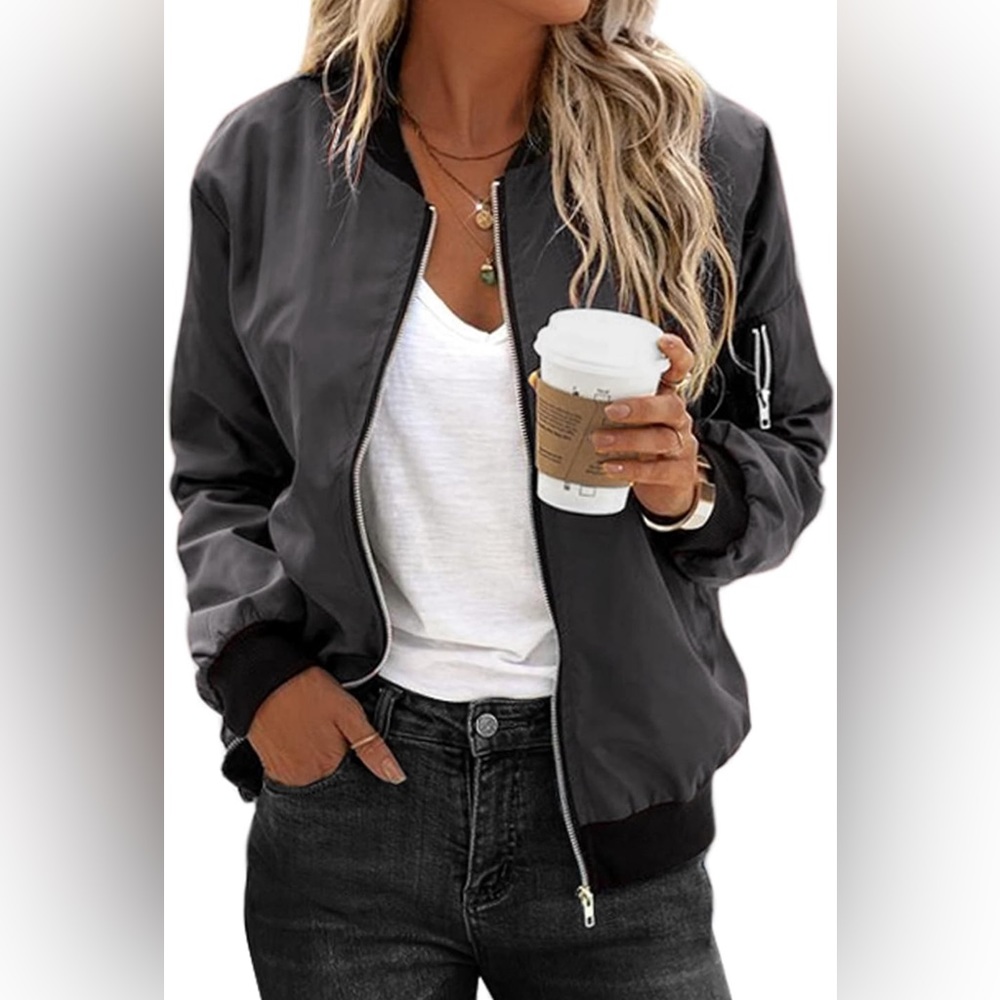 NWT Zeagoo Women's Bomber Jacket Casual Coat Zip Up Windbreaker with Pockets XL